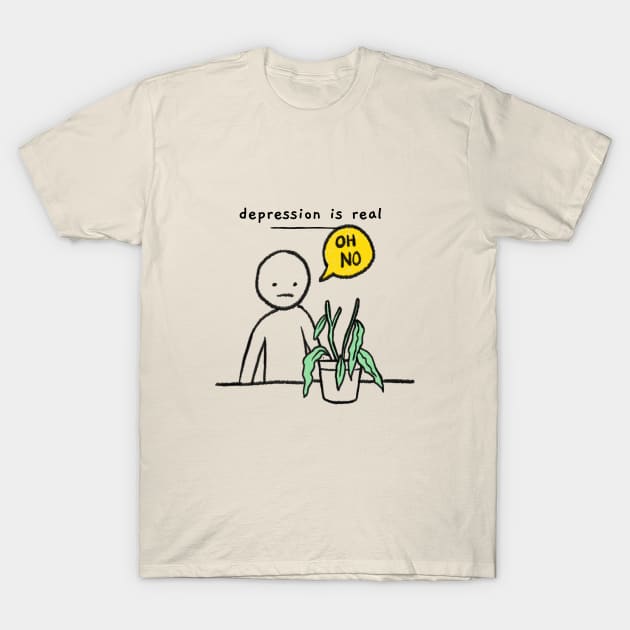 Depression is Real Houseplant T-Shirt by Sunshine&Revolt